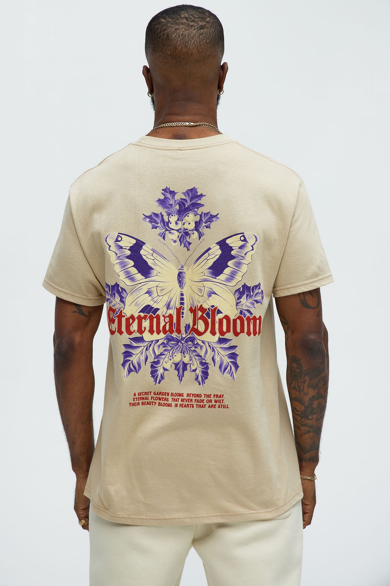 Eternal Bloom Butterfly Short Sleeve Tee - Sand On Sale