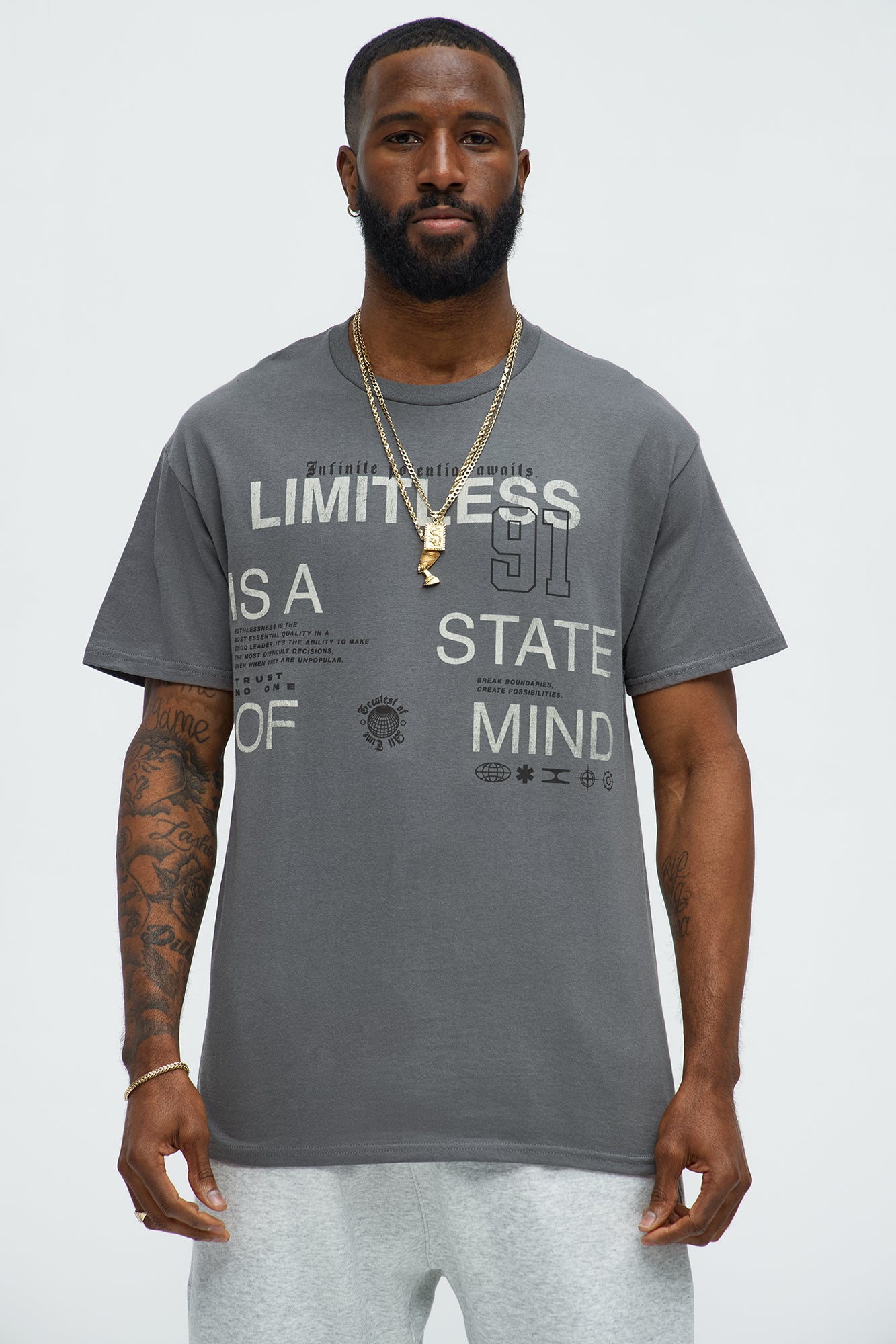 Limitless State Of Mind Short Sleeve Tee - Charcoal Limited Stock