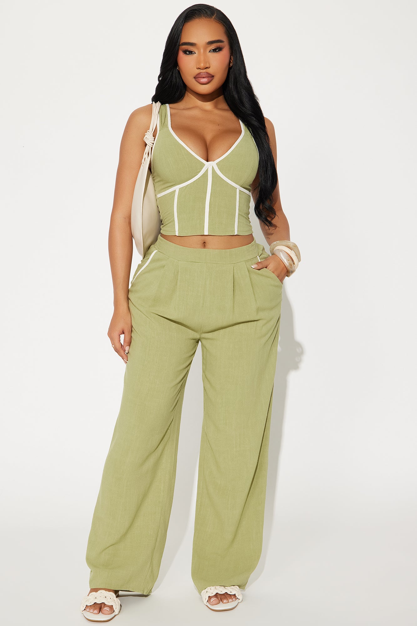 Bouquet & Brunch Pant Set - Olive Online Deal