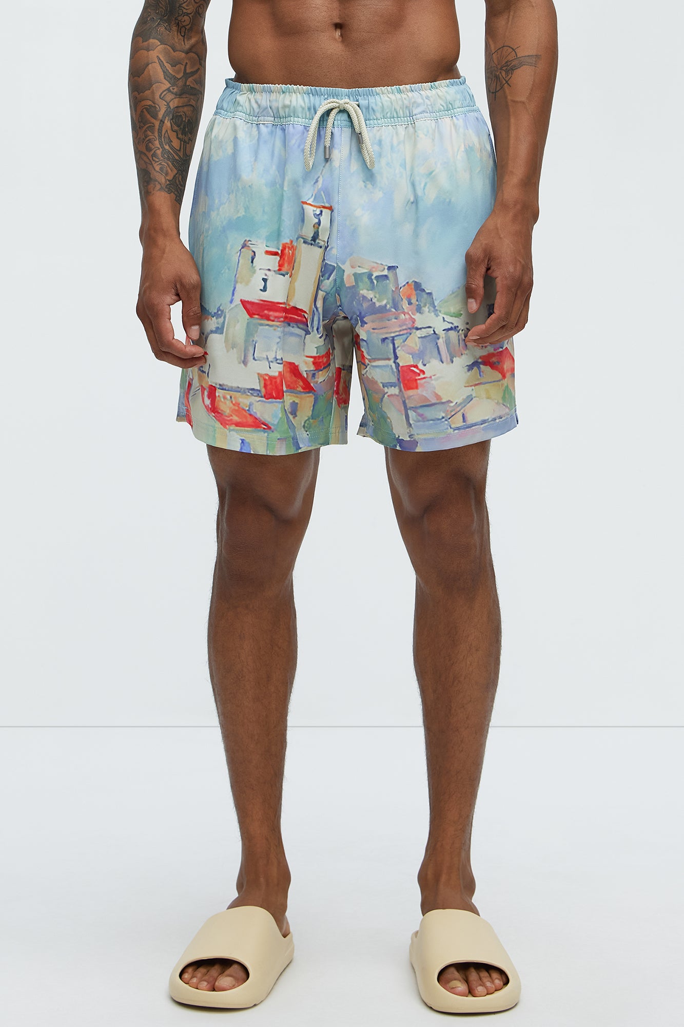 Watercolor City Printed Swim Classic Trunk - Multi Color Hot On Sale