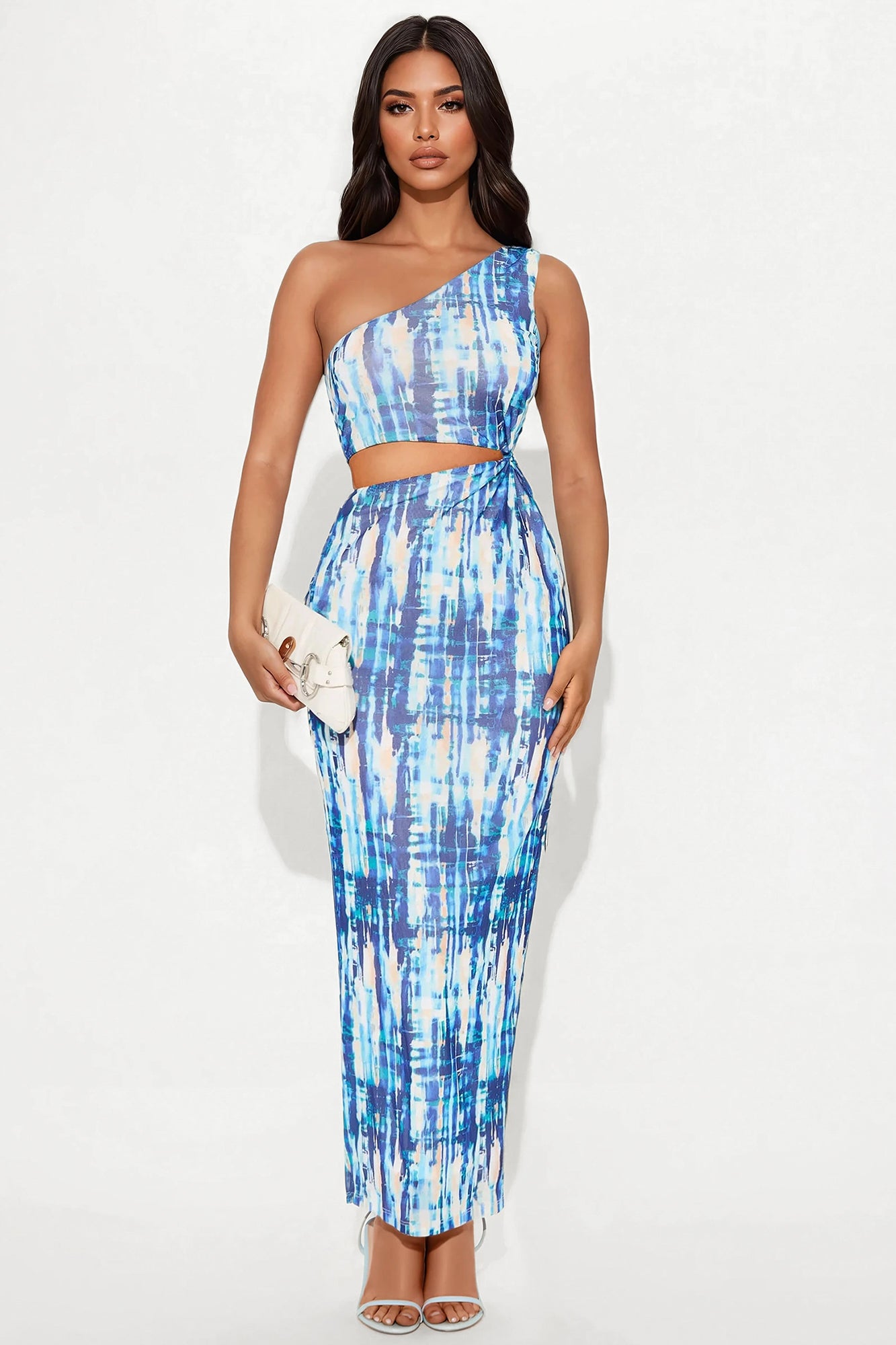Diana One Shoulder Maxi Dress - Blue/combo Special
