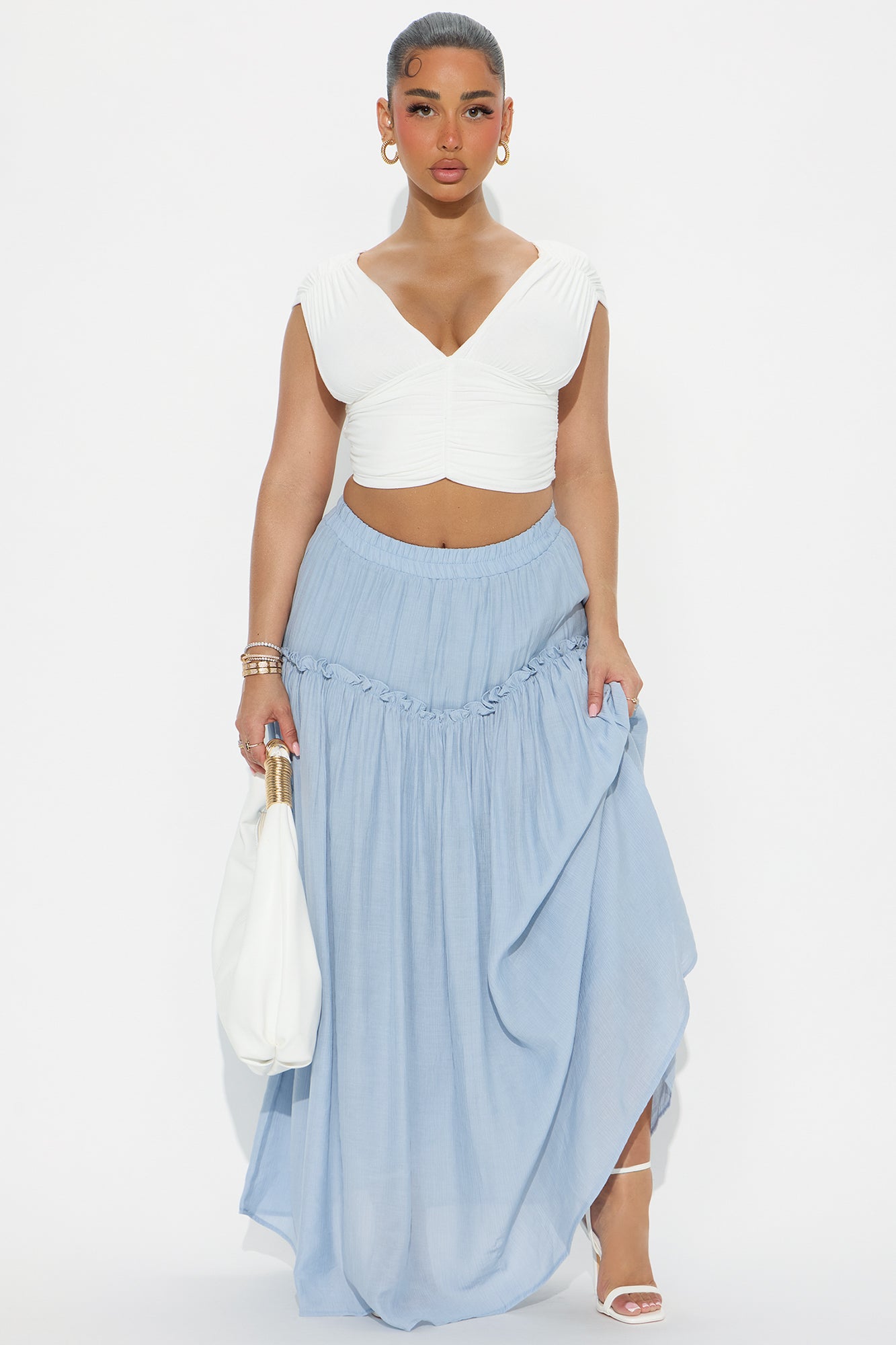 Lily Maxi Skirt - Light Blue Clearance Sale