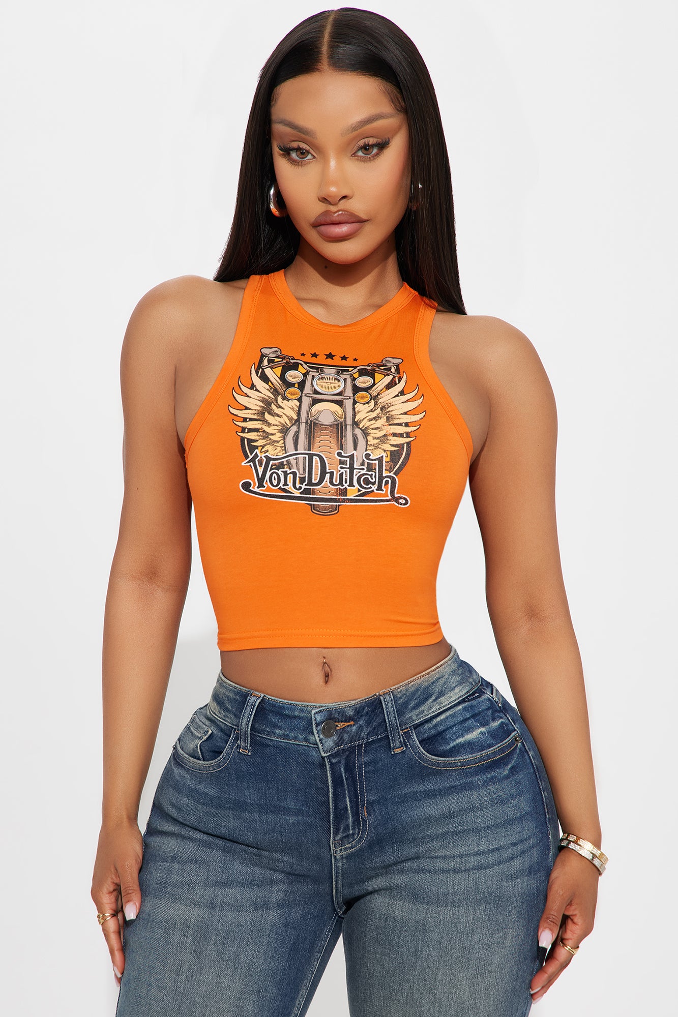 Von Dutch Bikers Crop Top - Orange Special