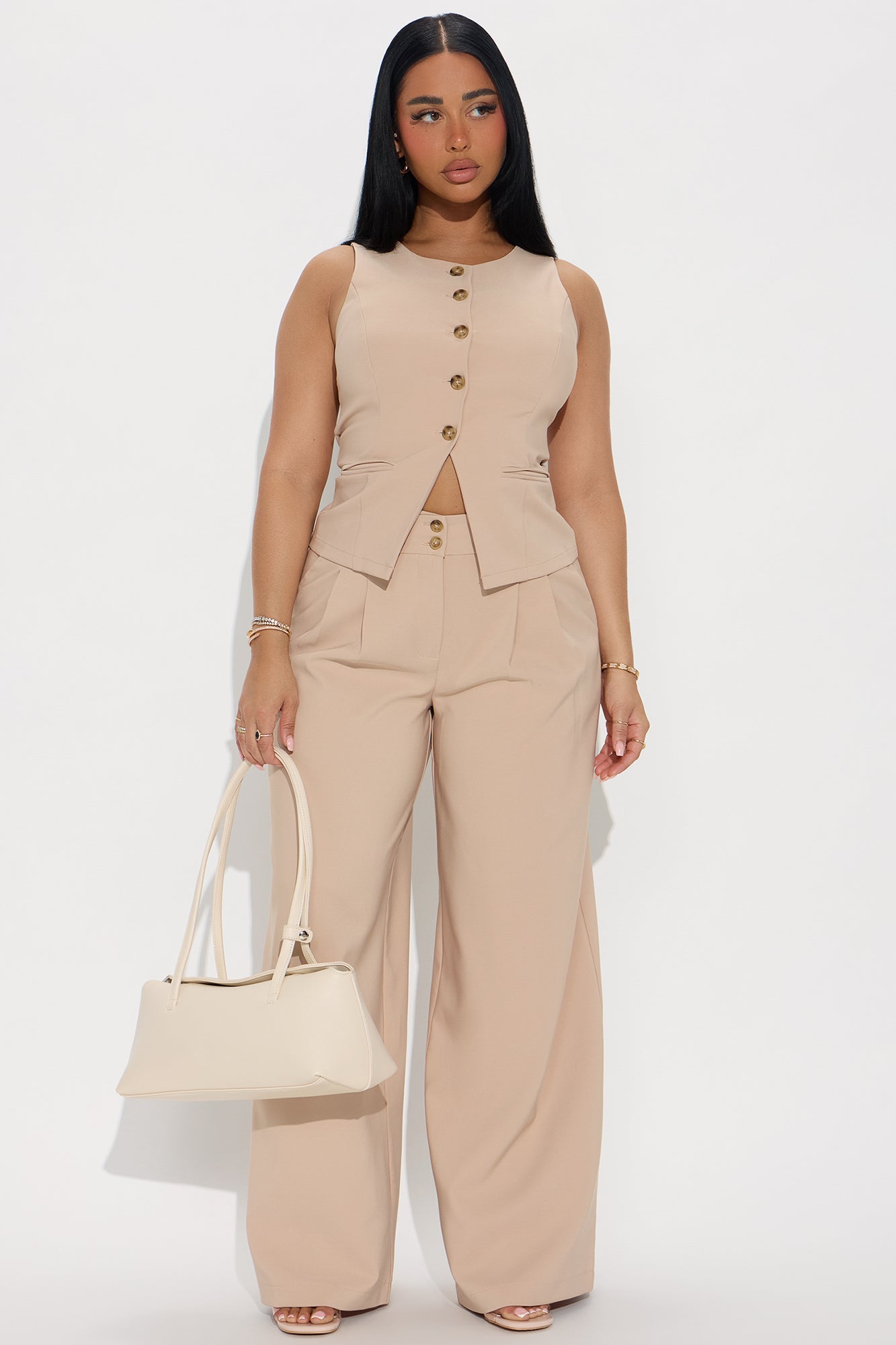 Selene Vest Pant Set - Khaki